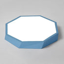 Contemporary green pink & yellow hexagonal mount ceiling light bedroom