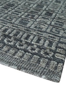 Contemporary Hand carved 8x10 Silver and Charcoal Traditional Geometrical Pattern Hand Knotted Wool Area Rug