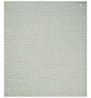 Contemporary High Low texture Hand knotted Ivory 8.6x9.10 wool Area Rug