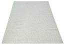 Contemporary High Low texture Hand knotted Ivory 8.6x9.10 wool Area Rug