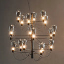 Contemporary iron glass chandelier – foyer tiered black metal light