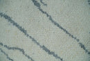 Contemporary Ivory and Gray 8.5x10.2 Stripes Pattern Hand knotted wool area rug