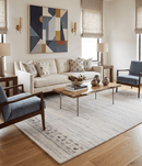 Contemporary Ivory Design Hand Loomed Wool Rug