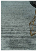 Contemporary look Gray Hand knotted loop Cut 8x10 wool Area Rug