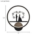 Contemporary lover black circular led wall sconce bedroom wired electric