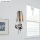 DecorBites™ Contemporary Fabric Barrel Wall Mount Light - Bedroom Sconce Light (Black/Silver/White)