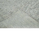 Contemporary Pattern Hand knotted High Low Ivory and Charcoal 8x10 wool Area Rug