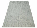 Contemporary Pattern Hand knotted High Low Ivory and Charcoal 8x10 wool Area Rug