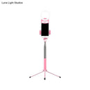 Contemporary pink phone holder with led ring light bedroom fixture