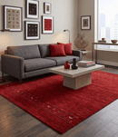 Contemporary Red Hand Loomed Wool Area Rug