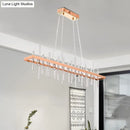Contemporary rose gold led crystal rod chandelier dining room light