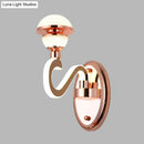 DecorBites™ Rose Gold Metal Urn Wall Sconce with Twisted LED Arm – Contemporary Lighting Fixture
