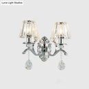 Contemporary silver crystal wall lamp 2-light fixture living room