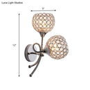 Contemporary silver dual head crystal dome sconce bedroom wall light