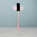 Contemporary style pink selfie ring light with usb port bedroom lamp