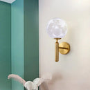 Contemporary white glass wall sconce gold moon light bedroom fixture