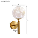 Contemporary white glass wall sconce gold moon light bedroom fixture