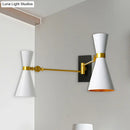 Contemporary white & gold adjustable arm wall sconce bedroom light