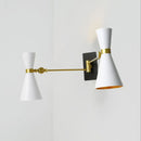 Contemporary white & gold adjustable arm wall sconce bedroom light