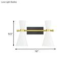 Contemporary white & gold adjustable arm wall sconce bedroom light