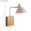 Contemporary white metal wall mounted lamp with wood base bedroom light