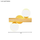 Contemporary white milk glass wall lamp with wooden base for bathroom