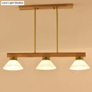 Contemporary wood linear island ceiling light dining room gold & black