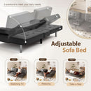 Convertible Futon Sofa Bed with Adjustable Backrest and Cup Holders