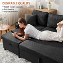 Convertible L-Shaped Sofa Bed with Storage and USB