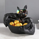 Cool black resin bulldog storage box living room figurine decor