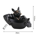 Cool black resin bulldog storage box living room figurine decor