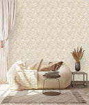 Contemporary Beige Leaves Wallpaper Vogue Quality