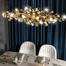 Copper branch pendant chandelier living room blossom led light