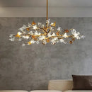 Copper branch pendant chandelier living room blossom led light