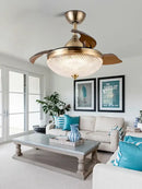 Copper bronze ceiling fan with wood blades for bedroom