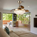 Copper bronze ceiling fan with wood blades for bedroom