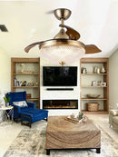 Copper bronze ceiling fan with wood blades for bedroom