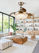 Copper bronze ceiling fan with wood blades for bedroom