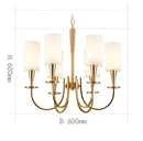 Copper ceiling chandelier with white fabric shades for living room