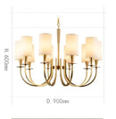Copper ceiling chandelier with white fabric shades for living room