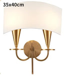 Copper ceiling chandelier with white fabric shades for living room