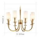 Copper ceiling chandelier with white fabric shades for living room