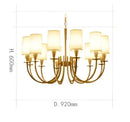Copper ceiling chandelier with white fabric shades for living room