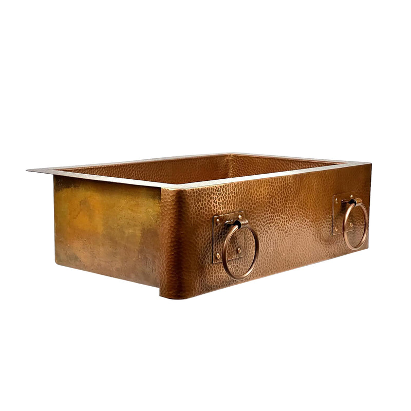 Hammered Copper Single-Bowl Farmhouse Sink with Rings - Ryla