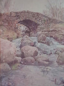 Stone Bridge Designer Printed AIDA Fabric. Canvas for embroidery with an applied background  KF-1115A