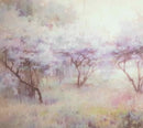 Lavender Valley Designer Printed AIDA Fabric. Canvas for embroidery with an applied background  KF-1119A