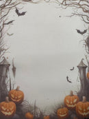 Haunted Harvest Designer Printed AIDA Fabric. Canvas for embroidery with an applied background  KF-1374A