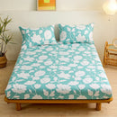 Coral and white geometric floral fitted sheet set bedroom bedding