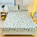 Coral and white geometric floral fitted sheet set bedroom bedding