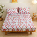 Coral and white geometric floral fitted sheet set bedroom bedding